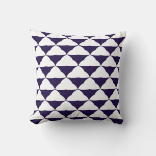 Large Navy and White Triangles Design Pillow