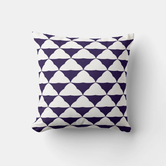 Large Navy and White Triangles Design Pillow (Front)
