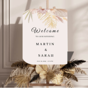 Large Neutral Boho Botanical Wedding Welcome Sign