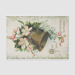 Large Noel Bell with Pink and Cream Flowers        Tissue Paper