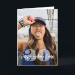 Large Numbers Photo Overlay Happy Birthday Script Card<br><div class="desc">Create your own unique happy birthday wish for a family member or friend with a modern personalized photo and name folded greeting card. The picture and all wording on this template are simple to customize. The colours, font styles and overlay opacity are easy to change with the Zazzle Design Editor...</div>