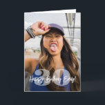 Large Numbers Photo Overlay Happy Birthday Script Card<br><div class="desc">Create your own unique happy birthday wish for a family member or friend with a modern personalized photo and name folded greeting card. The picture and all wording on this template are simple to customize. The colours, font styles and overlay opacity are easy to change with the Zazzle Design Editor...</div>