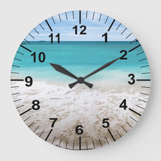Large Ocean And Beach Theme Wall Clock (Front)
