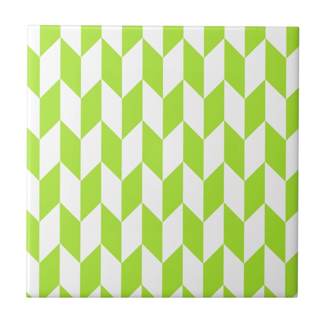 Large offset chevron pattern in lime green tile (Front)