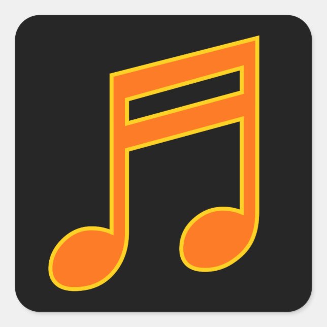 Large Orange and Yellow Musical Note Square Sticker (Front)