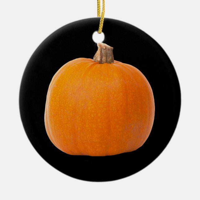 Large Orange Fall Harvest Pumpkin Ceramic Ornament (Front)