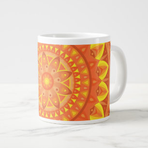 Large Orange Mandala Warm Cozy Boho Oversized Coffee Mug