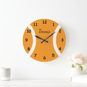 Large orange round tennis ball sports wall clock