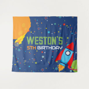 Large Out of This World Space Birthday Background Tapestry