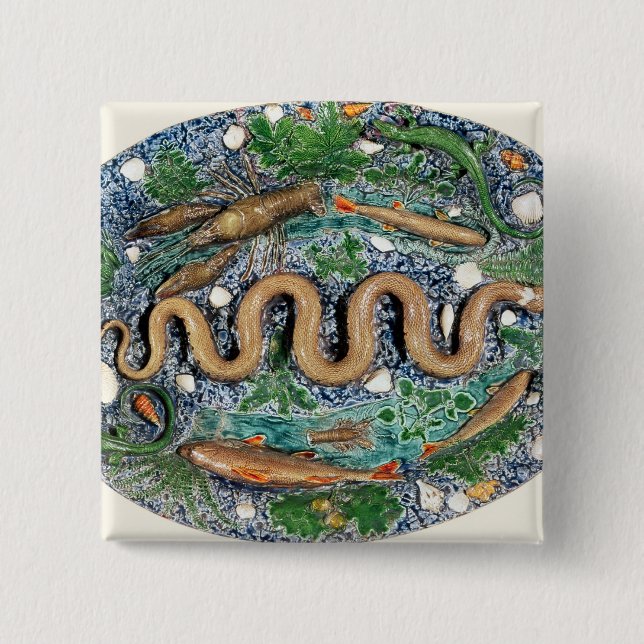 Large oval dish moulded in relief 2 inch square button (Front)