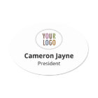 Large Oval Magnetic Name Tag or Pin Custom Logo