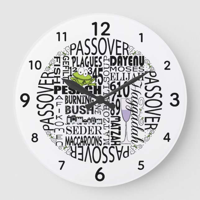 Large Passover Round Clock "Dayenu" (Front)