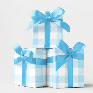 Large Pastel Blue and White Gingham Wrapping Paper