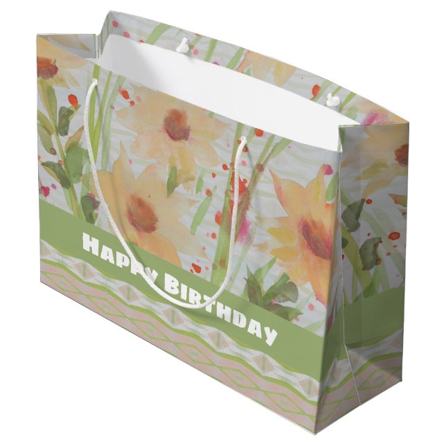 Large Pastel Floral Birthday Gift Bag (Back Angled)