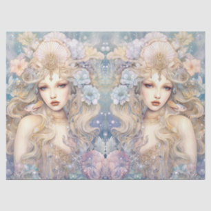 Large Pastel Watercolor Floral Mermaid Decoupage Tissue Paper