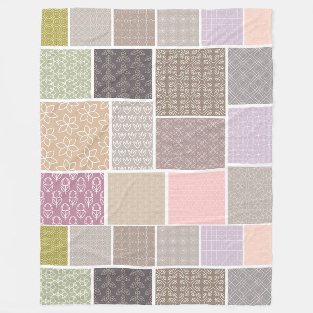 Large Patchwork Multi Design Fleece Blanket (Front)