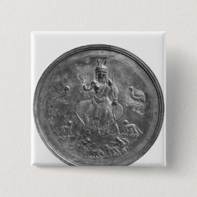 Large patera depicting a goddess 2 inch square button (Front)
