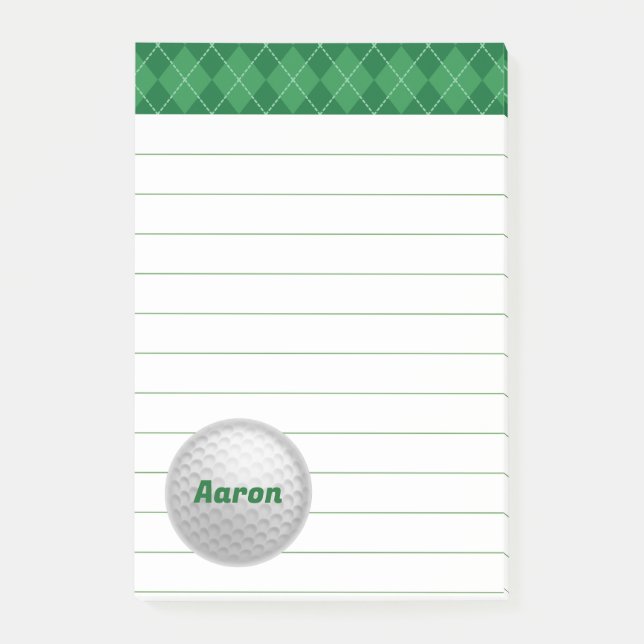 Large Personalized Golf Post It Notes Gift (Front)
