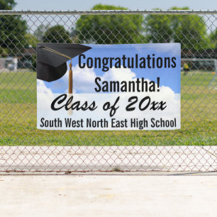 Large Personalized Graduation Banner Sign Blue Sky