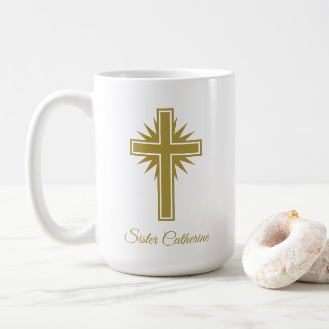 Large Personalized Religious Mug For Teacher  (Avec donut)