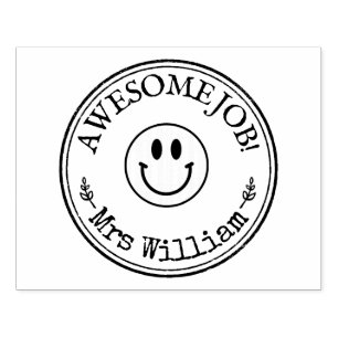 Large Personalized Teacher Awesome Job Rubber Stamp