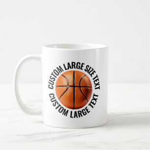 Large Personalized Text Basketball 11 oz. Custom Coffee Mug