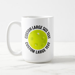 Large Personalized Text Pickleball 15oz. Custom Coffee Mug