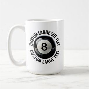 Large Personalized Text Pool 8 Ball 15oz. Custom Coffee Mug