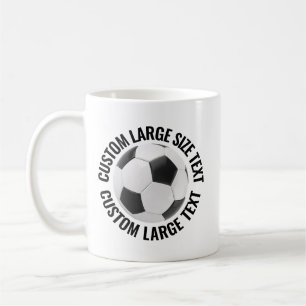 Large Personalized Text Soccer Ball 11 oz. Custom Coffee Mug