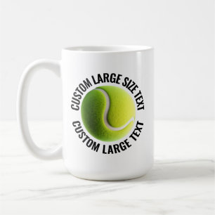 Large Personalized Text Tennis Ball 15oz. Custom Coffee Mug