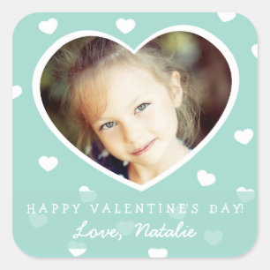 Large Personalized Valentine Photo Stickers / Mint