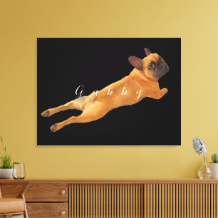 Large Pet Watercolor Image and Name Canvas Print