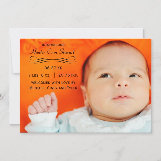 Large Photo Flourish - Birth Announcement (Front)