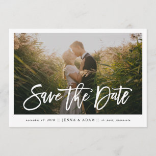 Large Photo Horizontal Calligraphy Save the Date