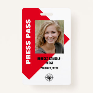 LARGE PHOTO I.D. EVENT PRESS PASS BADGE