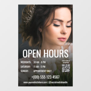 Large Photo Makeup Hair Salon Open Hours Window Cling
