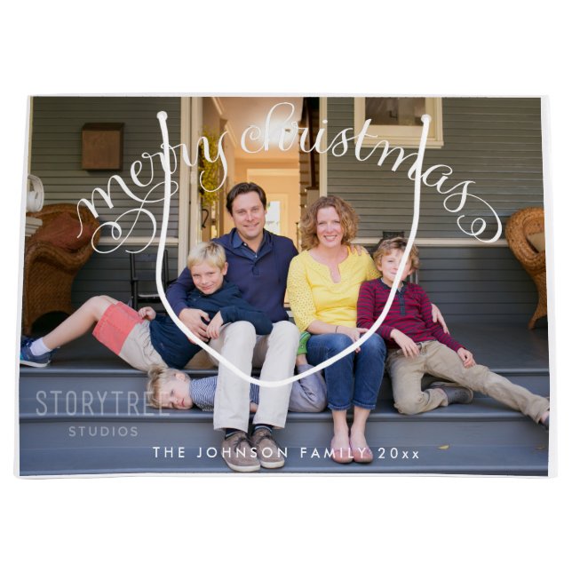 Large Photo Merry Christmas Gift Bags (Front)