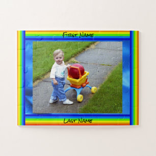 Large Photo personalize Names rainbow colours Jigsaw Puzzle