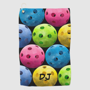 Large Pickleballs Initials Golf Towel