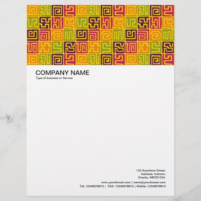 Large Picture Header - Kuba Pattern Colours Letterhead (Front)
