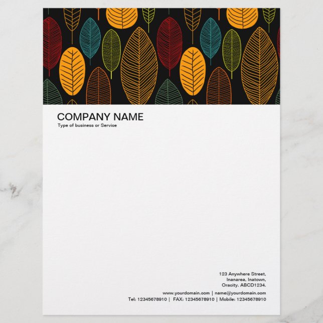 Large Picture Header - Leaf Pattern - Colours Letterhead (Front)