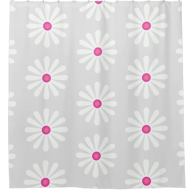 Large pink and white daisies pattern on soft grey (Front)
