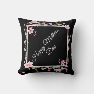 Large Pink floral Happy Mother's Day  Throw Pillow