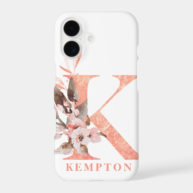 Large Pink Floral Monogram N Name Personalization (Back)