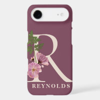 Large Pink Floral Monogram R Name Personalization