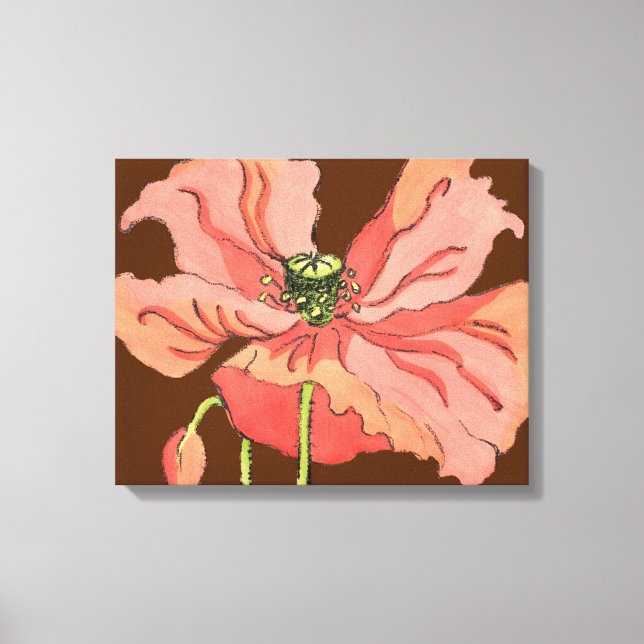 Large Pink Flower with Deep Red Background Canvas Print (Front)