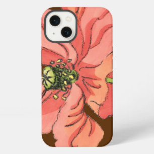 Large Pink Flower with Deep Red Background iPhone 13 Case