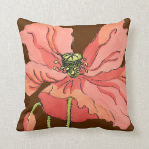 Large Pink Flower with Deep Red Background Throw Pillow