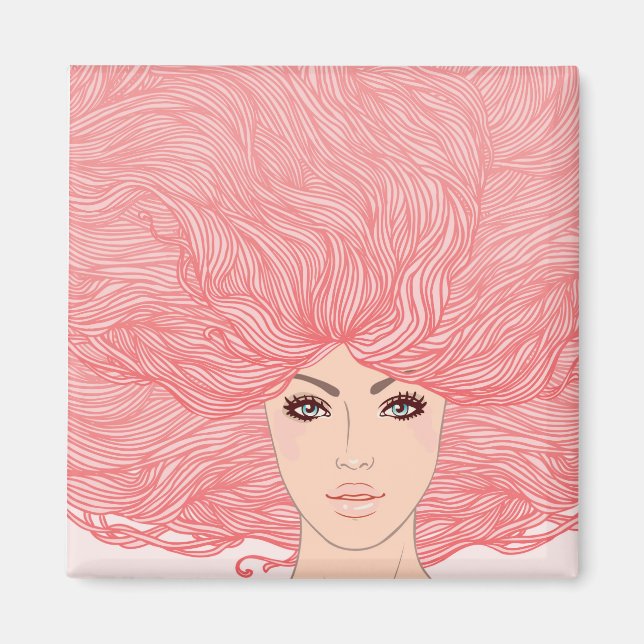 Large Pink Haired Woman Magnet (Front)