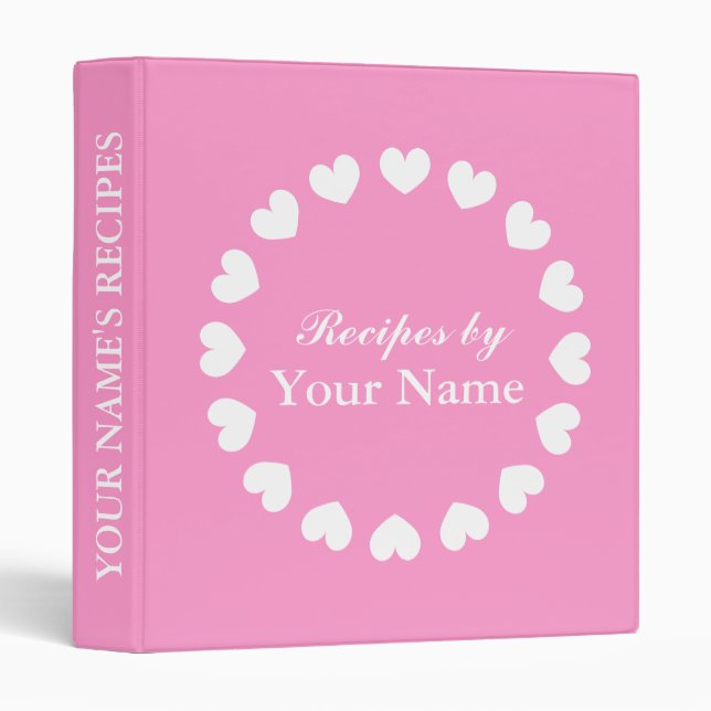 Large pink recipe binder | Personal cook book (Front/Spine)